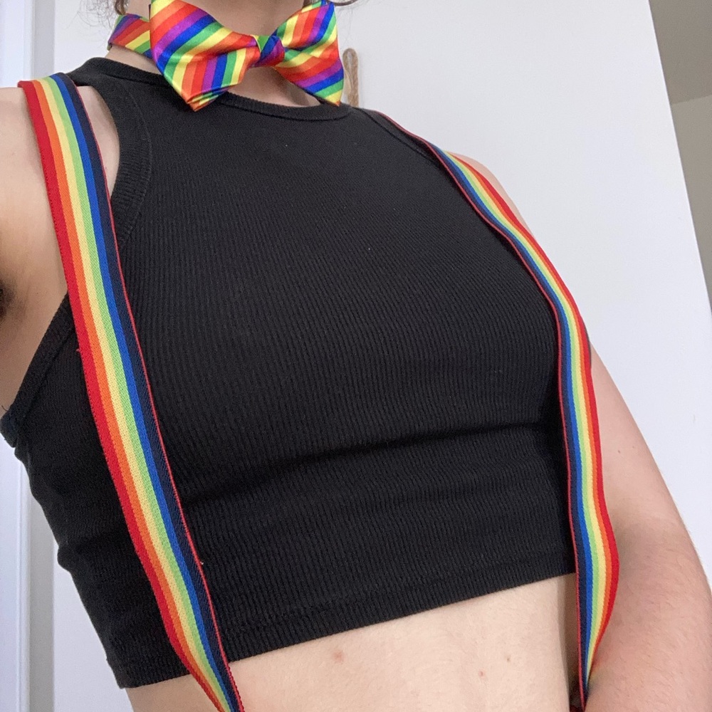 🌈PRIDE SUSPENDERS & CLIP-ON BOWTIE🌈